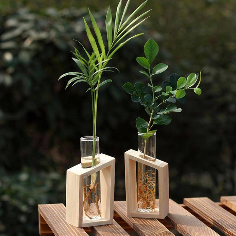 Hot Sale Crystal Glass Test Tube Vase in Wooden Stand Flower Pots for Hydroponic Plants Home Garden Decoration Hot Sale Crystal Glass Test Tube Vase in Wooden Stand Flower Pots for Hydroponic Plants Home Garden Decoration
