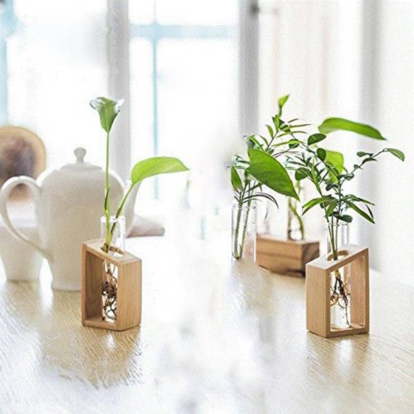 Hot Sale Crystal Glass Test Tube Vase in Wooden Stand Flower Pots for Hydroponic Plants Home Garden Decoration Hot Sale Crystal Glass Test Tube Vase in Wooden Stand Flower Pots for Hydroponic Plants Home Garden Decoration