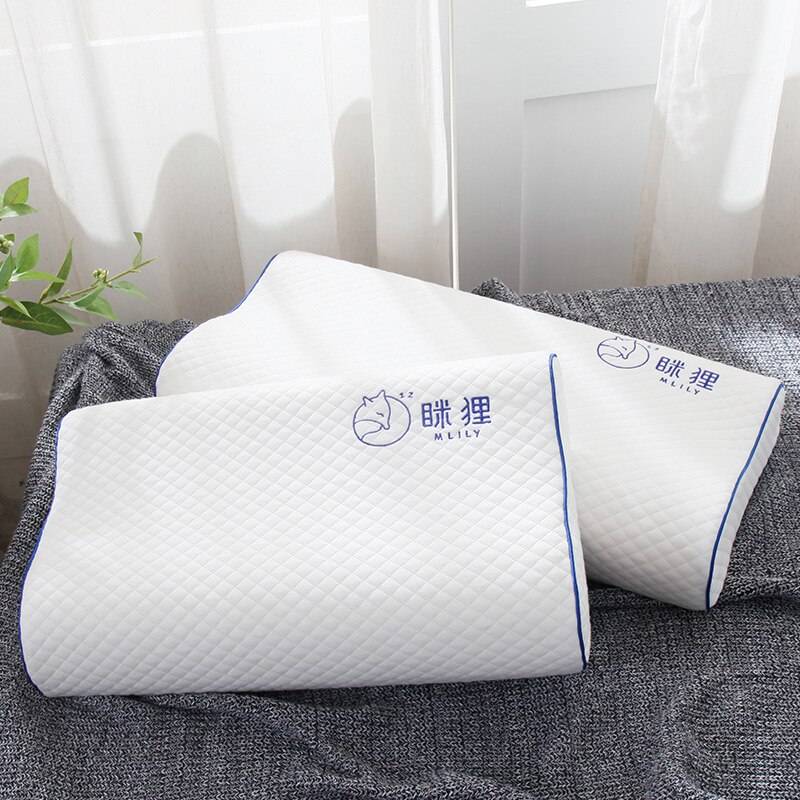 Mlily Memory Foam Bed Orthopedic Pillow for Neck Pain Sleeping with Embroidered Pillowcase 60*30cm Mlily Memory Foam Bed Orthopedic Pillow for Neck Pain Sleeping with Embroidered Pillowcase 60*30cm